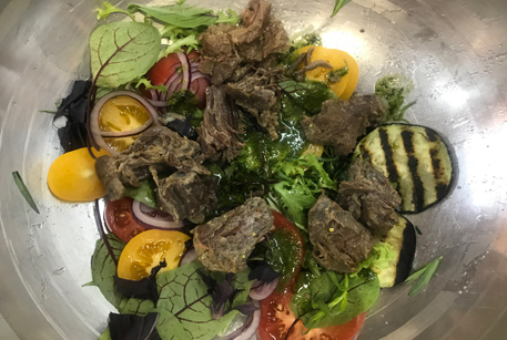 Рецепт салата: теплый салат с баклажанами и бараниной
